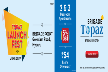 Special offer in topaz launch fest till june 2019 at  Brigade Topaz, Mysuru